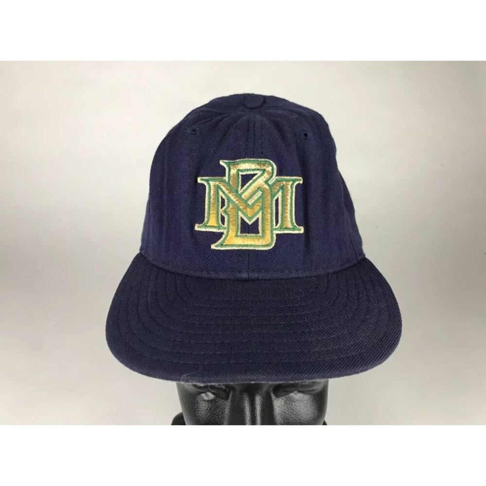 New Era Milwaukee Brewers Pro Model‎ Blue Fitted Baseball Cap Size 6 7/8